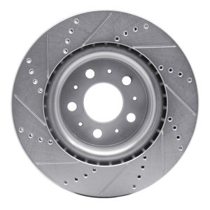 Tesla Model 3 Brake Rotor (1) - Front Right - R1 Concepts - Drilled & Slotted - Silver - `17-`25